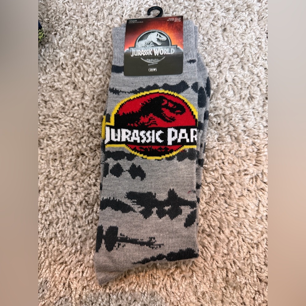 Men’s Grey Crew Socks with Red Logo